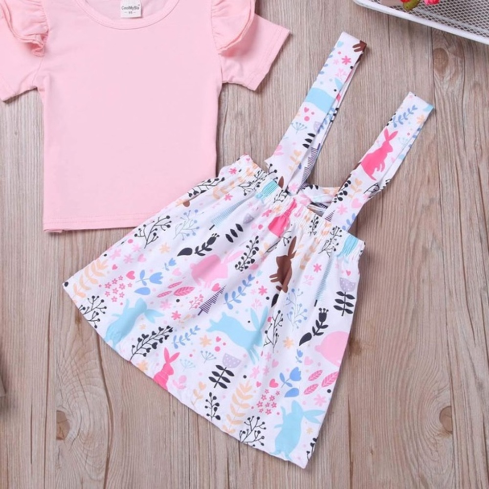 ❤️ (3/$15) Sz 6-12m Girls Bunny Overall Dress Skirt